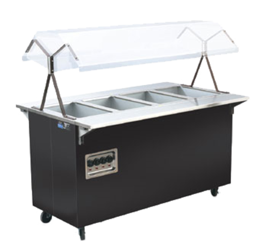 Vollrath 38711604 60" W x 28 5/8" D x 57 5/16" H 4 Wells Enclosed Storage Base 2-Series Affordable Portable Hot Food Station - 120/208-240 Volts