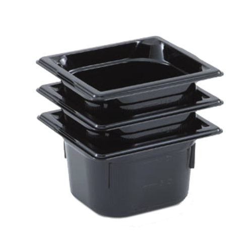 Vollrath 8066420 6" Deep Low-Temp Polycarbonate Black Plastic Super Pan 1/6 GN Food Pan