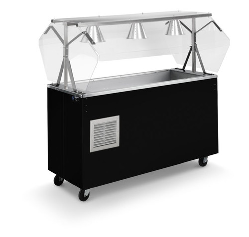 Vollrath R3896160 60" W x 39.5" D x 59" H 2-Series Affordable Portable Refrigerated Cold Food Pan with Walnut Woodgrain Wrapper & Lights - 120 Volts
