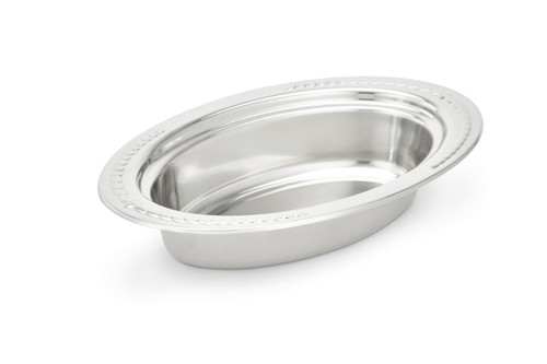 Vollrath 8231320 6.4 Quart 4" Deep Oval Stainless 1.5mm Thickness "Rings" Embossing On Rim Mirror Finish Miramar Decorative Food Pan