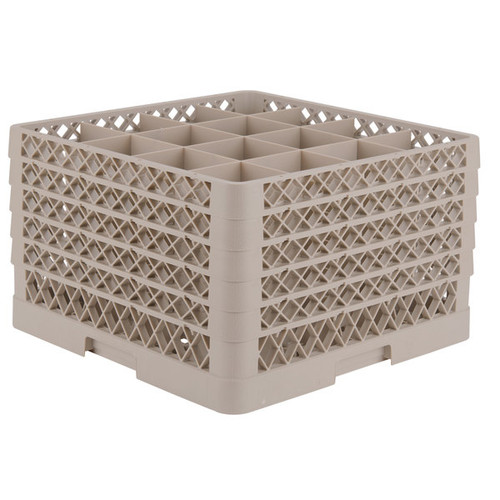 Vollrath TR8DDDDA 19.75" W x 11.88" H x 19.75" D Co-Polymer Plastic (16) Compartment With 4 Extenders Traex Full Size Glass / Stemware Rack