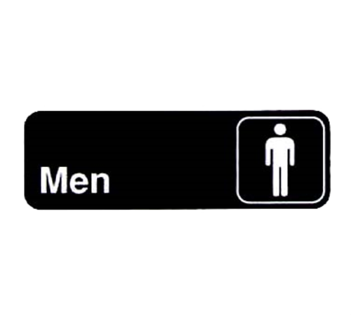 Vollrath 4515 3" x 9" White on Black Men Sign