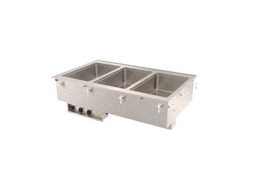 Vollrath 3640581HD 41.5" W x 21.5" H x 26" D Electric Stainless Steel Insulated Wet Thermostatic Controls with Drain (3) Pans Drop-In Hot Food Well Unit - 208-240 Volts