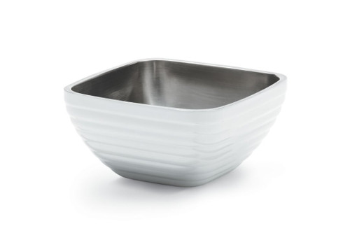 Vollrath 4763750 262.4 Oz. Classic Pearl White Square Stainless Steel Double Wall Insulated Serving Bowl