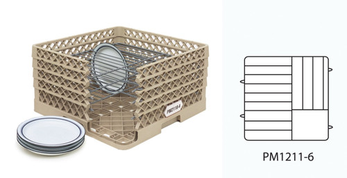 Vollrath PM1211-6 12 Plate Co-Polymer Plastic Open Profile Plate Crate Dishwasher Rack