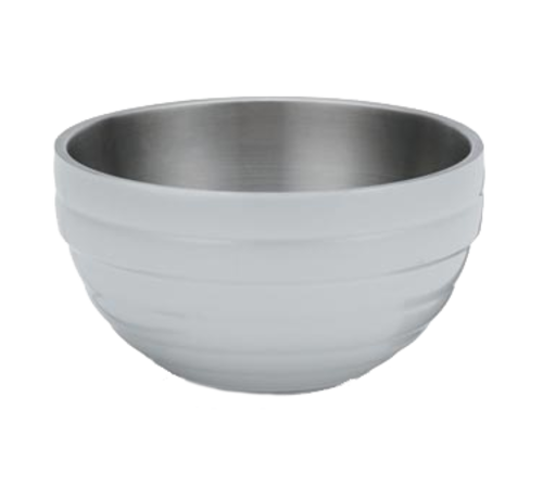 Vollrath 4659150 108.8 Oz. Classic Pearl White Round Stainless Steel Double Wall Insulated Serving Bowl