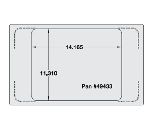 Vollrath 8242916 21.13" W x 12.75" D 1 Hole Pan Stainless Steel Miramar Single Size Template for Miramar Cookware