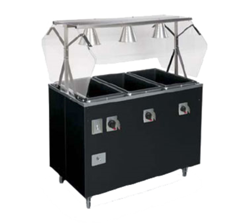 Vollrath T38768464 46" W x 28.63" D x 57.31" H 3 Wells Open Cabinet Base 2-Series Affordable Portable Hot Food Station Deluxe - 120/208-240 Volts