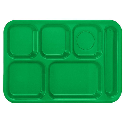 Vollrath 2015-119 14-3/4"W x 9-7/8"D Bright Green Rectangular Right Hand Polypropylene Stackable School Compartment Tray
