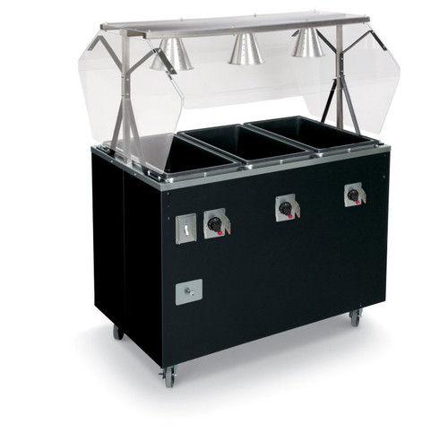 Vollrath T3893746 46" W x 28.63" D x 57.31" H 3 Wells Enclosed Base 2-Series Affordable Portable Hot Food Station Deluxe - 120 Volts