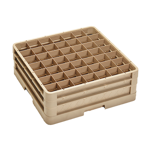 Vollrath CR9EE 19.75" W x 7.13" H x 19.75" D Full Size Beige Co-Polymer Plastic (49) Compartment Closed Wall Base With 2 Extenders Traex Compartment Rack