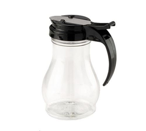 Vollrath 1412-06 10 Oz. Clear Polycarbonate Jar with Black Plastic Top Dripcut Syrup Server (12 Each Per Case)