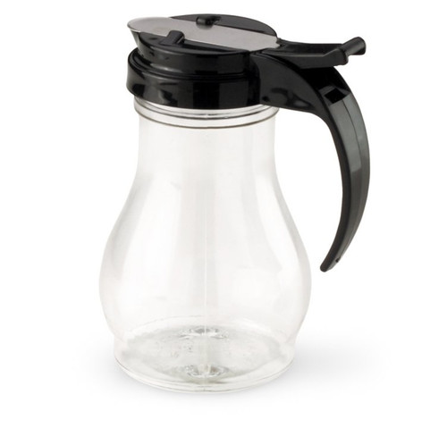 Vollrath 1412-06 10 Oz. Clear Polycarbonate Jar with Black Plastic Top Dripcut Syrup Server