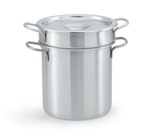 Vollrath 77070 7 Qt. Stainless Steel with 7.5 Qt. Pot Welded Loop Handles 7 Qt. Inset and Flat Solid Cover Double Boiler