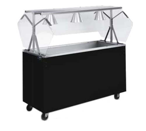 Vollrath 3895246 46" W x 39 1/2" D x 59" H Fully Enclosed Base Non-Refrigerated Wood 3 Pans 2-Series Affordable Portable Cold Food Station - 120 Volts