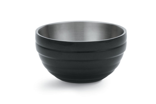 Vollrath 4659160 108.8 Oz. Classic Black Round Stainless Steel Double Wall Insulated Serving Bowl