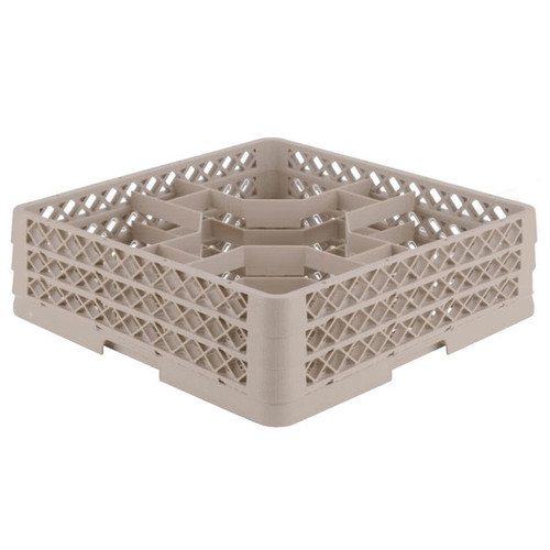Vollrath TR13JJ 19.75" W x 3.63" H x 19.75" D Beige Co-Polymer Plastic (12) Compartment With 2 Extenders Traex Full Size Rack Max Low Profile Glass / Stemware Rack