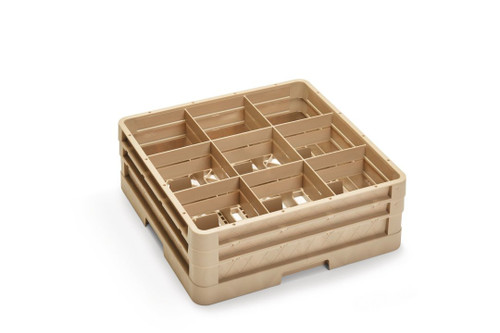 Vollrath CR10FF 19.75" W x 19.75" D X 7.13" H Beige Co-Polymer Plastic (9) Compartments Full Size Compartment Rack