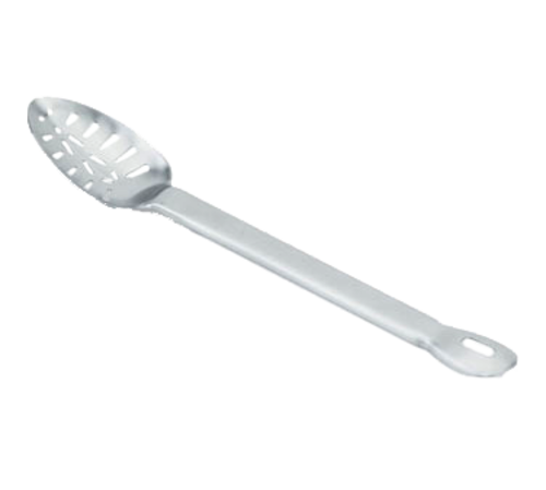 Vollrath 64405 13" L 16 Gauge Stainless Steel Patented Handle with Turn Down Design Satin Finish Slotted One-Piece Heavy Duty Basting Spoon
