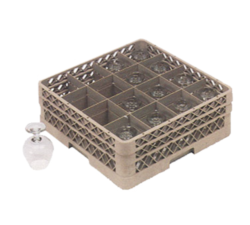 Vollrath TR8DDDD 19.75" W x 10.31" H (16) 4 3/8" Square Compartment Size with (4) Compartment Extender Traex Full Size Glass / Stemware Rack