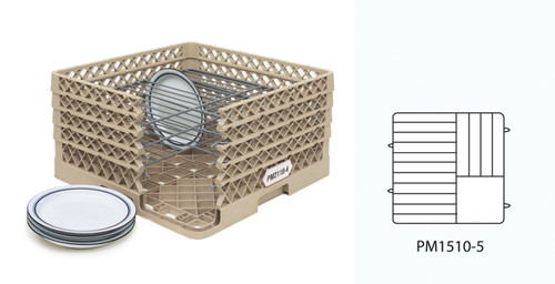 Vollrath PM1510-5 15 Plate Co-Polymer Plastic Open Profile Plate Crate Dishwasher Rack
