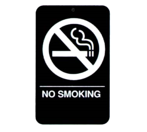 Vollrath 5638 9" x 6" White on Black Braille No Smoking Sign