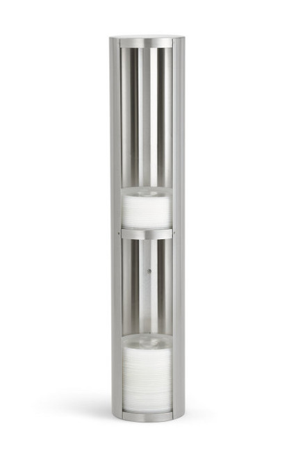 Vollrath LD3-2 25 1/2" H x 5" Diameter Stainless Steel (2) Compartments Lid Dispenser