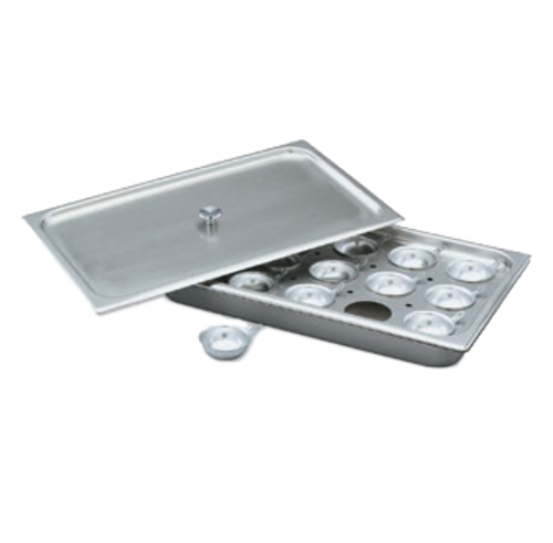 Vollrath 75060 Stainless Steel Full Size Complete with Pan Cover and 15 Lift Out Aluminum Poaching Cups Egg Poacher / Juice Glass Holder