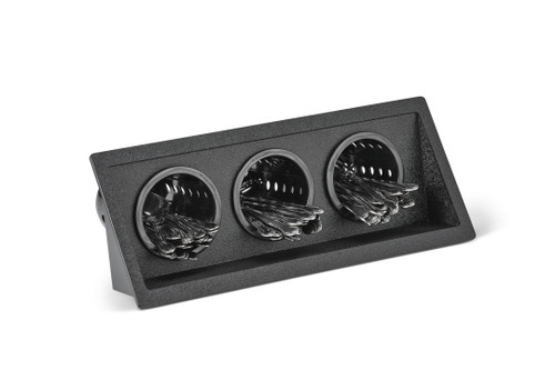 Vollrath FMF-3 17 5/8" W x 6 7/8" D x 7 1/2"H (3) Compartments Black ABS and Smoked Acrylic Construction Flush Mount Flatware Holder