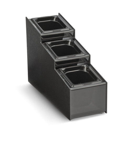 Vollrath CTCPAN3-6 7.69" W x 20" D x 14.63" H Black ABS & Smoked Acrylic Countertop Condiment Organizer