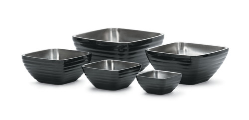 Vollrath 4763260 57.6 Oz. Classic Black Square Stainless Steel Double Wall Insulated Serving Bowl