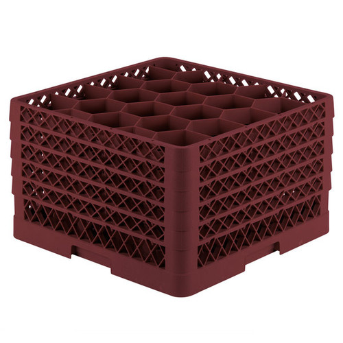 Vollrath TR11GGGGA 19.75" W x 11.88" H x 19.75" D Co-Polymer Plastic (20) Compartment With 4 Extenders Traex Full Size Rack Max Glass / Stemware Rack