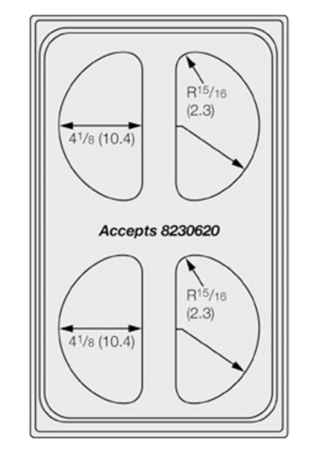 Vollrath 8241316 21.13" W x 12.75" D Stainless Steel Half Oval Miramar Template