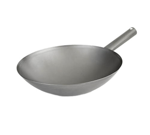 Vollrath 58814 14" Dia. x 3 7/8"H 18 Gauge Carbon Steel Wok Pan with Tubular Handle Induction Wok Pan