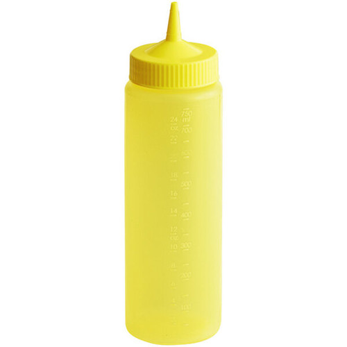 Vollrath 4924C-08 24 Oz. Wide Mouth Standard Cap Yellow Translucent Bottle With Yellow Opaque Cap Traex Color-Mate Squeeze Bottle Dispenser