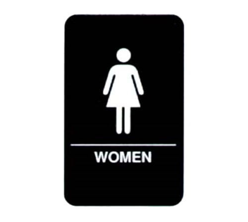Vollrath 5634 9" x 6" White on Black Braille Women Sign