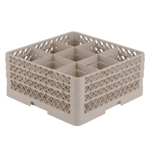 Vollrath TR13FFFF 19.75" W x 19.75" D Beige Co-Polymer Plastic (9) Compartment With 4 Extenders Traex Full Size Low Profile Glass / Stemware Rack