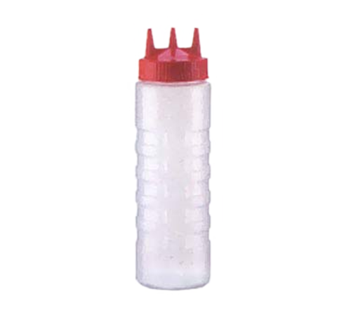 Vollrath 3324-1301 24 Oz. Clear Bottle Brown Cap Wide Mouth Traex Tri Tip Squeeze Bottle