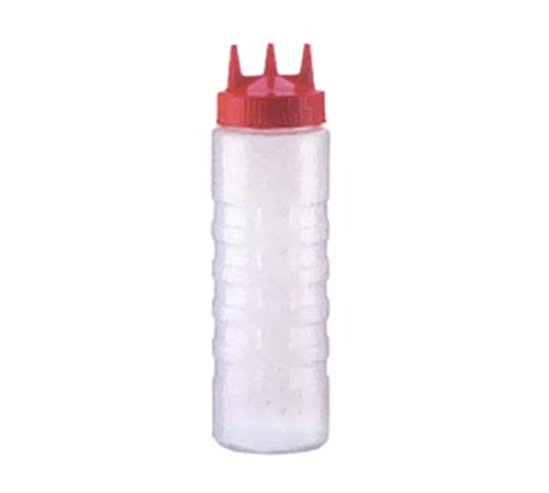 Vollrath 3324-1301 24 Oz. Clear Bottle Brown Cap Wide Mouth Traex Tri Tip Squeeze Bottle (12 Each Per Case)