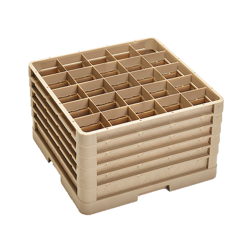 Vollrath CR6BBBBB 19.75" W x 11.88" H x 19.75" D Full Size Beige Co-Polymer Plastic (25) Compartment with 5 Extenders Traex Compartment Rack