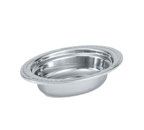 Vollrath 8230210 2 Quart 2 1/2" Deep Stainless 1.5mm Thickness "Rings" Embossing On Rim Mirror Finish Miramar Decorative Oval Pan