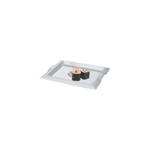 Vollrath 82093 Heavy Duty 18/8 Stainless Steel Satin Finish Rim Small Rectangular Serving Tray
