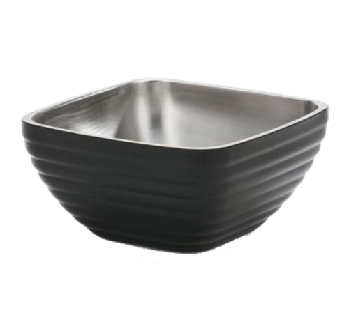 Vollrath 4763560 166.4 Oz. Classic Black Square Stainless Steel Double Wall Insulated Serving Bowl