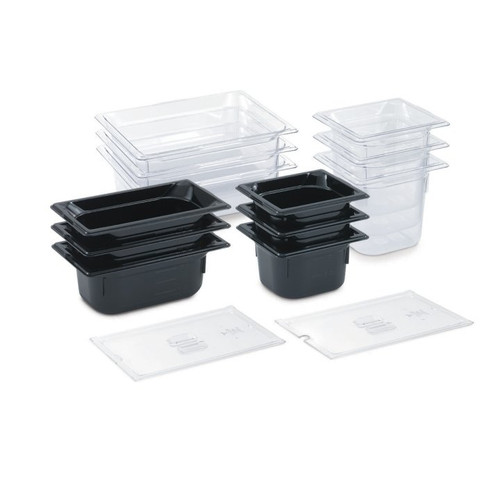 Vollrath 8046420 6" Deep Low-Temp Polycarbonate Black Plastic Super Pan 1/4 GN Food Pan