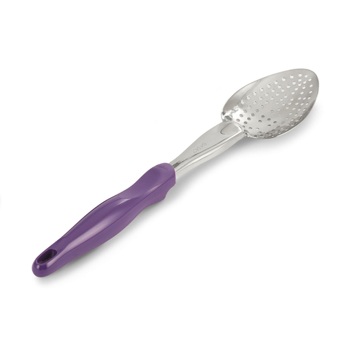 Vollrath 6414280 13 13/16" L Stainless Steel Perforated Ergo Grip Heavy Duty Spoon