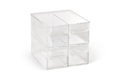 Vollrath SBB2X2 20" W x 7.38" H x 14" D Clear Acrylic Display Bin with (4) Drawers Cubic Acrylic Display System
