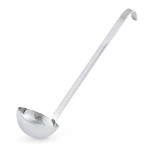 Vollrath 4980010 1/2 Oz. 18/8 Stainless Steel 14 Ga. 6" (15.2 cm) Grooved Hooked Handle with Satin Finish Ladle