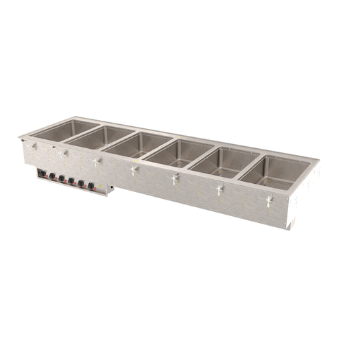 Vollrath 3640950HD 81.25" W x 21.5" H x 26" D Electric Stainless Steel Insulated Wet Infinite Controls with Drain (6) Pans Drop-In Hot Food Well Unit - 208 Volts