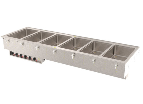 Vollrath 3640950HD 81.25" W x 21.5" H x 26" D Electric Stainless Steel Insulated Wet Infinite Controls with Drain (6) Pans Drop-In Hot Food Well Unit - 208 Volts