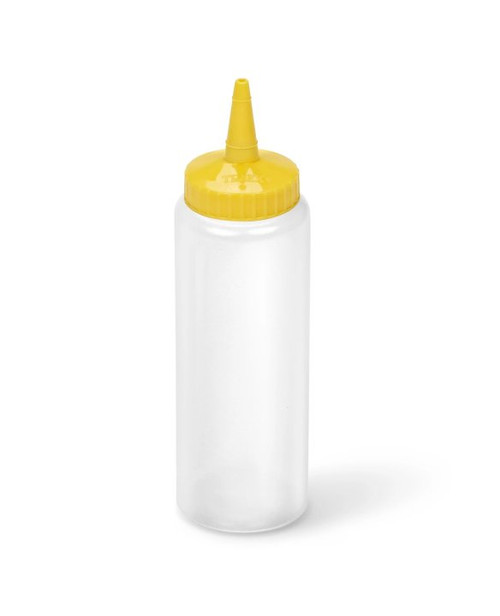 Vollrath 2808-1308 8 Oz. Standard Cap Polyethylene Clear Bottle with Yellow Cap Traex Color-Mate Squeeze Bottle Dispenser